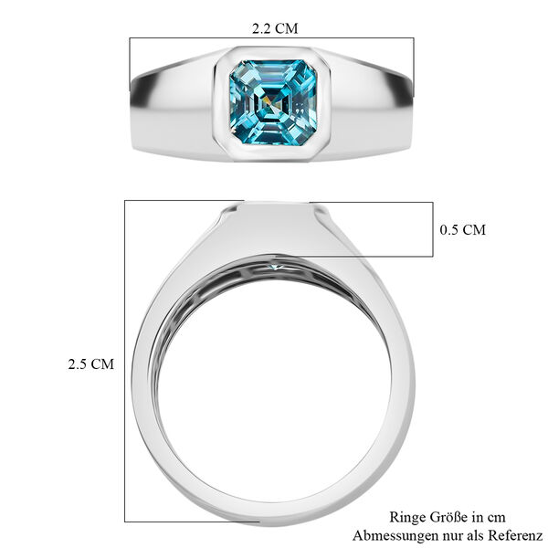 AAA Kambodschanischer blauer Zirkon Asscher Schnitt Herren Ring 925 Silber Platin-&Uuml;berzug image number 6