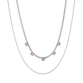 Doppellagige Kristall-Halskette, 50cm