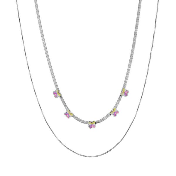 Doppellagige Kristall-Halskette, 50cm