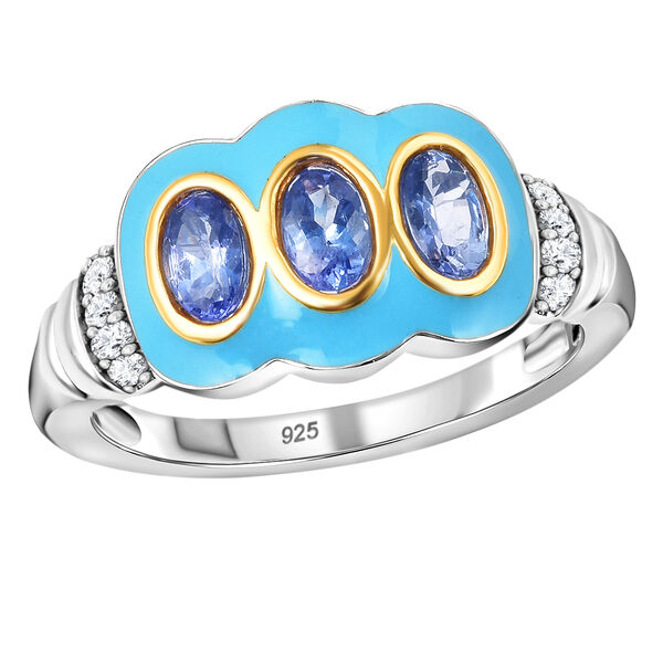 Tansanit und Zirkon emaillierter Ring - 0,81 ct. image number 5