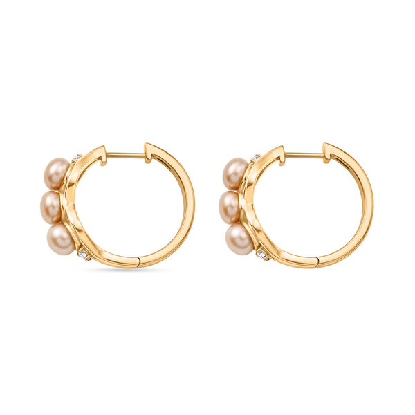 EVER TRUE Pfirsich-S&uuml;&szlig;wasser Perle (6-6.5 mm), Wei&szlig;er Zirkon Ohrringe Nickelfreies Messing image number 3