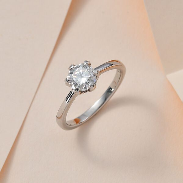 Moissanit Ring, 925 Silber platiniert, ca. 0,93 ct image number 8