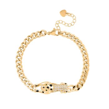 Wei&szlig;es Zirkonia und gr&uuml;nes Nanokristall 18+4cm Armband in Goldton