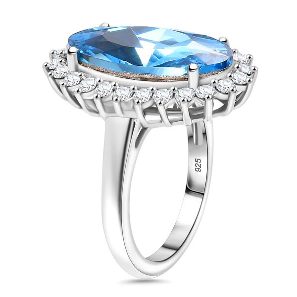 J Francis gefertigt mit SWAROVSKI- Aquamarin und weißer Swarovski Kristall Ring image number 5