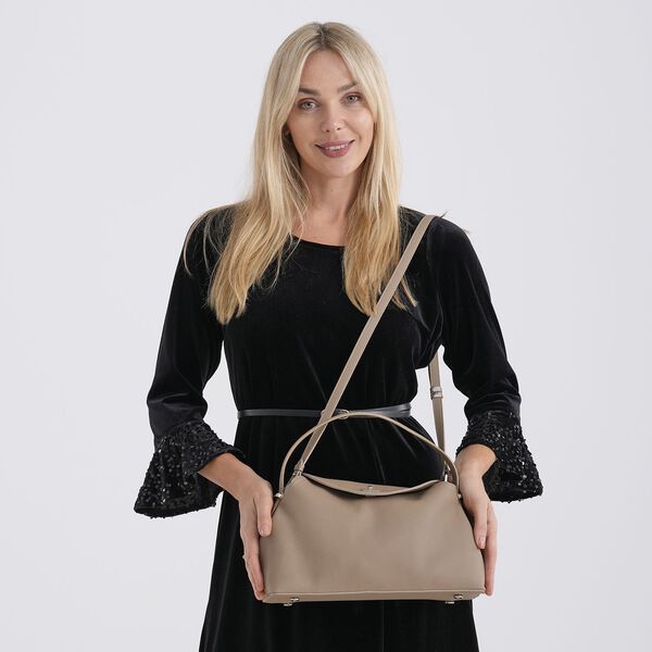 Echtleder Crossbody Tasche, 32x19x11cm, Khaki image number 2