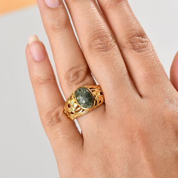 Sibirischer Seraphinit und roter Granat Ring - 3,14 ct.