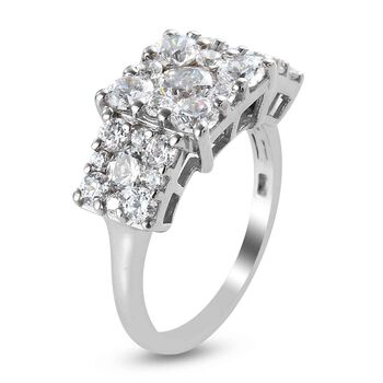 LUSTRO STELLA Hergestellt mit ZIRKONIA Cluster-Ring 925 Silber Platin-&Uuml;berzug