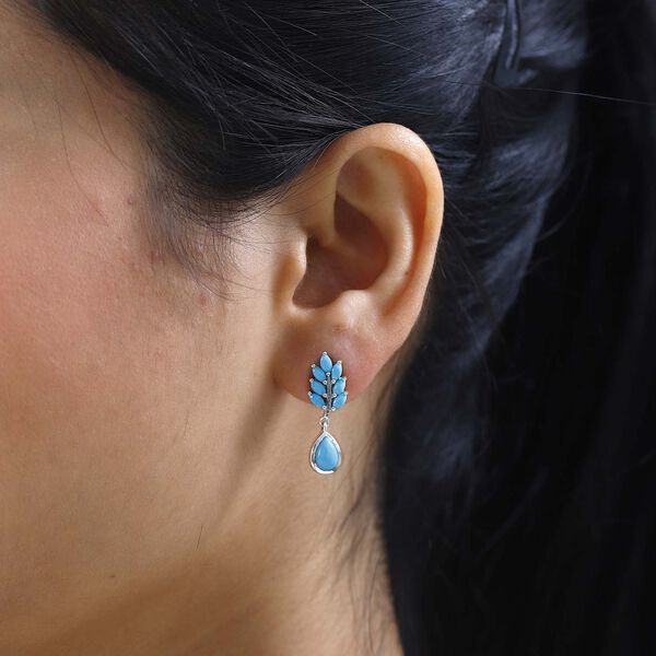 AA Sleeping Beauty T&uuml;rkis Ohrringe 925 Silber rhodiniert ca. 2,68 ct. image number 3