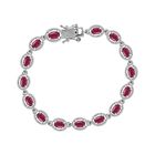 Afrikanischer Rubin (Fissure gef&uuml;llt) Armband ca. 18 cm 925 Silber platiniert ca. 10.82 ct