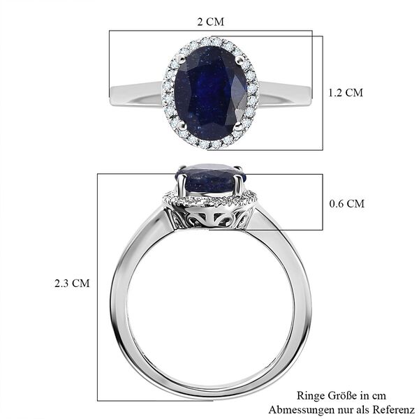 Masoala Saphir (Fissure gef&uuml;llt), Wei&szlig;er Diamant Ring, 925 Silber platiniert (Gr&ouml;&szlig;e 16.00) ca. 2.78 ct image number 7