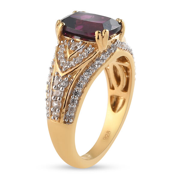 Rhodolith Granat und Zirkon Ring 925 Silber vergoldet  ca. 3,64 ct image number 5