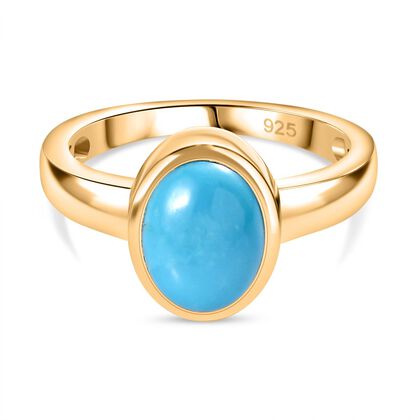 AA Sleeping Beauty T&uuml;rkis Ring, 925 Silber, 750 Gelbgold Vermeil (Gr&ouml;&szlig;e 19.00) ca. 1.49 ct