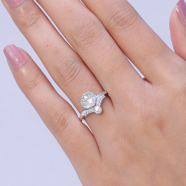 EVER TRUE S&uuml;&szlig;wasser Perle (4 mm), Wei&szlig;er Zirkon Ring Nickelfreies Messing (Gr&ouml;&szlig;e 17.00) image number 2