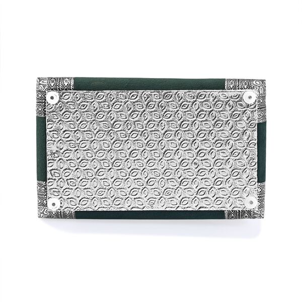 Handgefertigte Schmuckbox mit Lebensbaum-Prägung, oxidiertes Finish, 20x13x7 cm, Silber-Grün image number 4