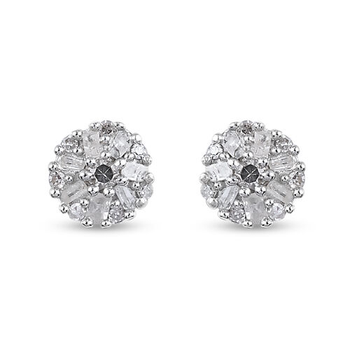 Diamant Cluster Ohrstecker 925 Silber platiniert ca. 0,15 ct image number 0