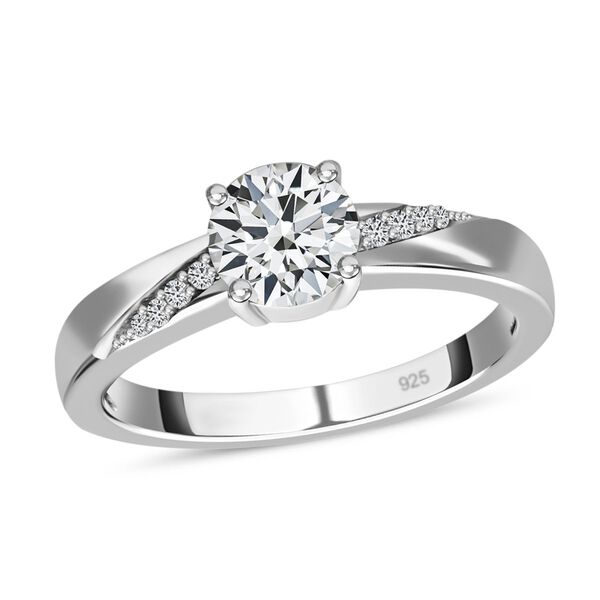 Moissanit Ring, 925 Silber platiniert, ca. 0.83 ct image number 3