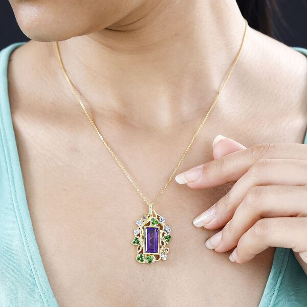 GP Italian Garden Kollektion- Afrikanischer Amethyst, Chromdiopsid, Rhodolith Granat, Zirkon und blauer Saphir-Anh&auml;nger - 4,97 ct. image number 3