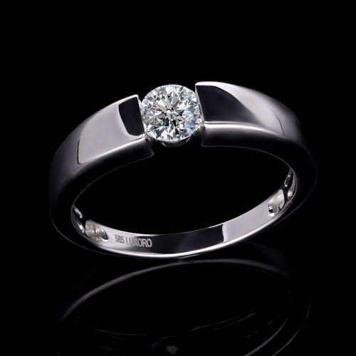 LUXORO IGI zertifizierter SI Labor Diamant Ring in 585 Weißgold - 0,50 ct. image number 2