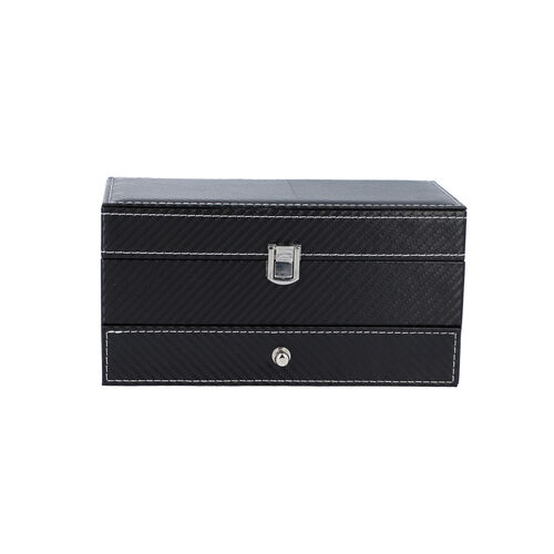 2-lagige Schmuckschatulle mit Uhrenhalter, Schwarz image number 1