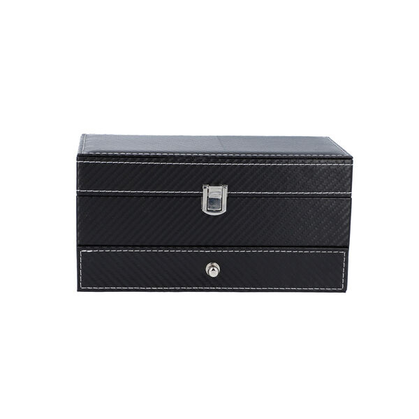 2-lagige Schmuckschatulle mit Uhrenhalter, Schwarz image number 1