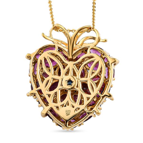 GP Amore Kollektion - Rhodolith Granat, Zirkon und Kanchanaburi blauer Saphir-Herz-Anhänger mit 50cm Kette - 9,06 ct. image number 5