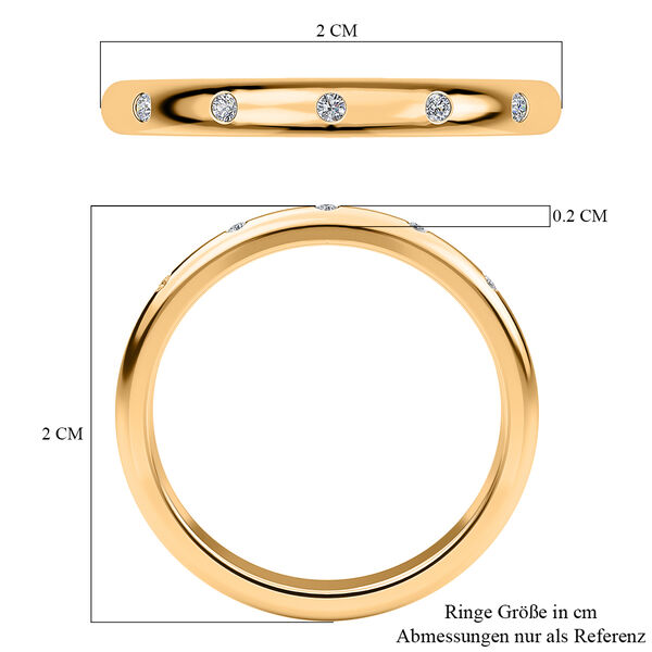 Schlichter, funkelnder Bandring in vergoldetem Silber image number 6