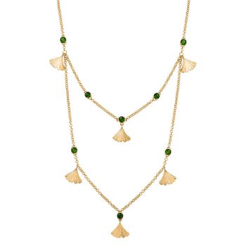 GP Italianische Garten Kollektion - Nat&uuml;rlicher Chromdiopsid, Kanchanaburi Blauer Saphir Halskette ca. 45 cm 925 Silber Gelbgold Vermeil ca. 4.03 ct