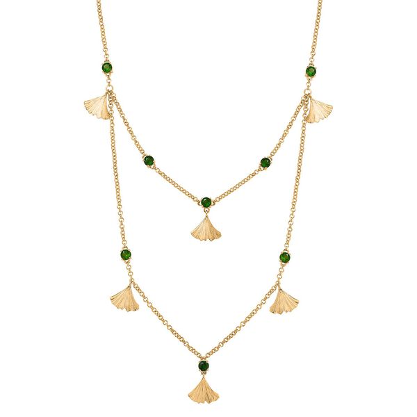 GP Italian Garden Kollektion- nat&uuml;rliche Chromdiopsid und blaue Kanchanaburi-Saphir 45cm Halskette - 4,03 ct.