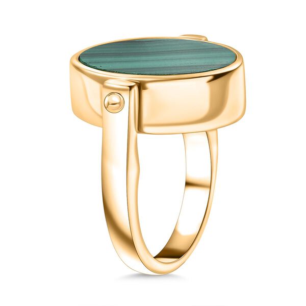 2-in-1 Malachit Siegel Ring und Anh&auml;nger im Wende-Design, Messing goldfarben, mit Edelstahlkette, (Gr&ouml;&szlig;e 20.00), ca. 23.07 ct image number 5