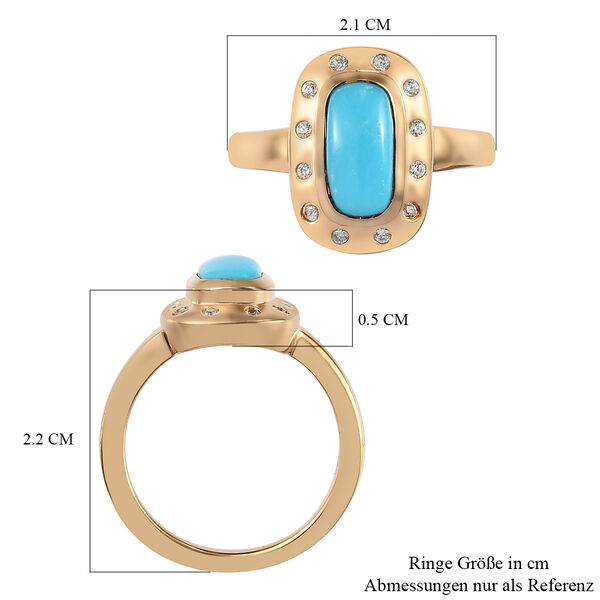Nat&uuml;rlicher Sleeping Beauty T&uuml;rkis und Zirkon Halo Ring 925 Silber 585 Vergoldet image number 8