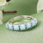 Larimar 7 Stein Ring  925 Silber Platin-Überzug image number 1