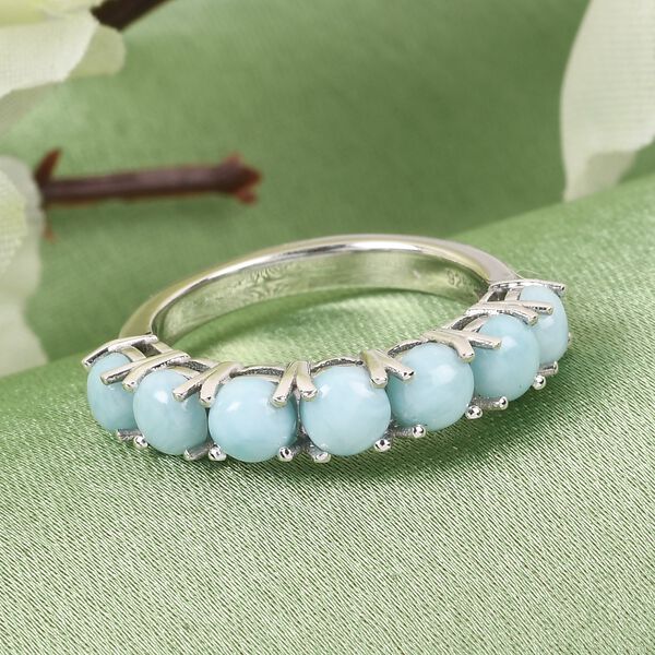 Larimar 7 Stein Ring  925 Silber Platin-&Uuml;berzug image number 2
