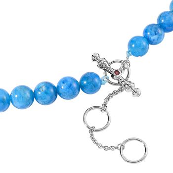 AAA Blauer Apatit, Roter Granat Halskette ca. 50 cm 925 Silber rhodiniert ca. 338.59 ct