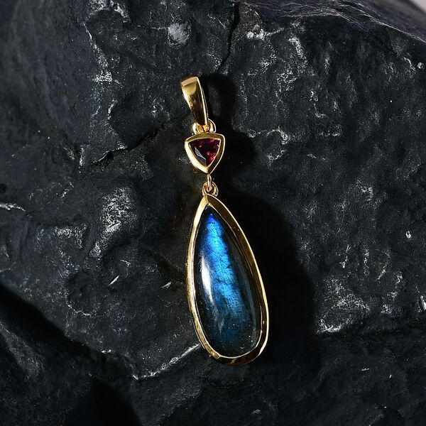 AAA Labradorit und Rhodolith Granat Anh&auml;nger - 7,55 ct. image number 2