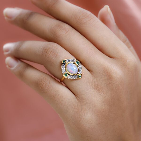 Natürlicher Äthiopischer Opal und Mehrfarbig Edelsteine Ring 925 Silber Vermeil image number 3