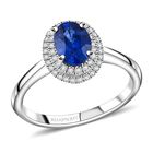 AAAA Ceylon-Saphir, Weißer Diamant Ring 950 Platin (Größe 20.00) ca. 1,30 ct