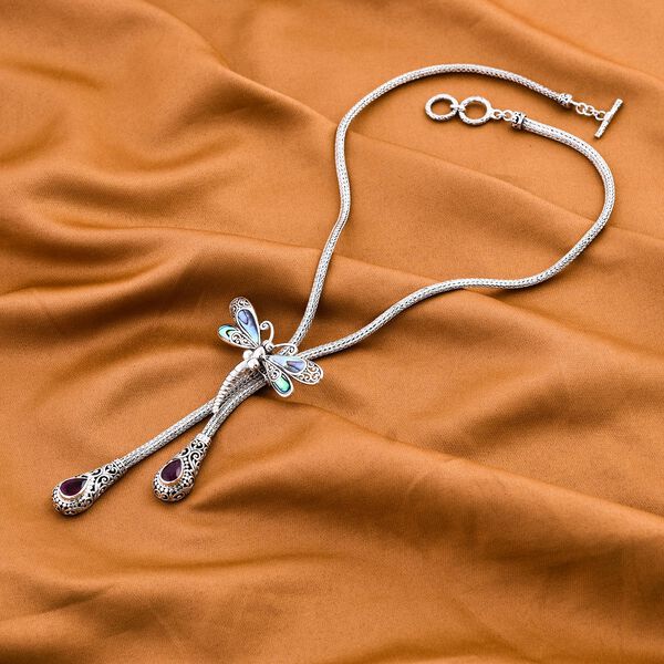 Royal Bali Kollektion - afrikanische Rubin und Abalone Muschel-Halskette, 50cm - 8 ct. image number 1