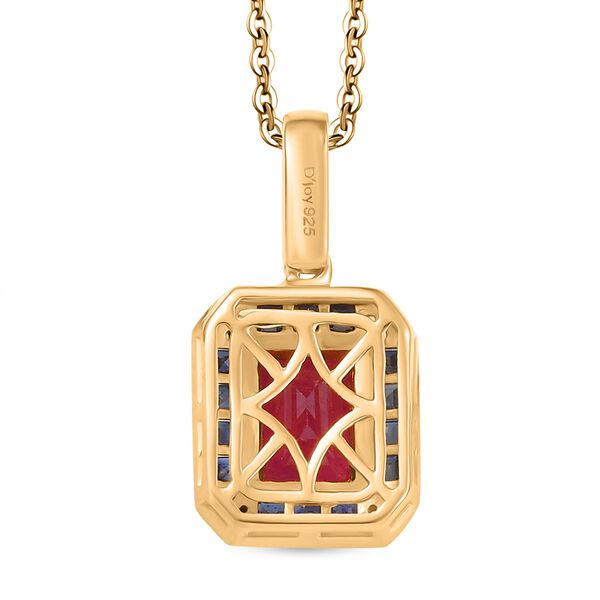 D'joy AA Afrikanischer Rubin (Fissure gefüllt), Blauer Saphir Anhänger mit Kette (ca. 50 cm), 925 Silber 750 Gelbgold Vermeil ca. 3,25 ct. image number 5