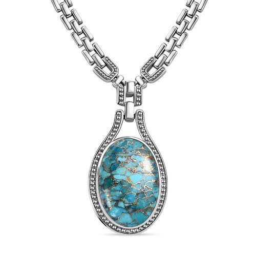 Blaues Türkis Halskette ca. 45 cm Edelstahl ca. 37.20 ct image number 0