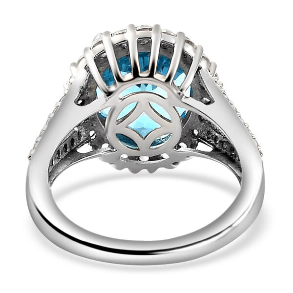 Schweizer Blautopas und Zirkon Ring 925 Silber platiniert  ca. 6,64 ct image number 6