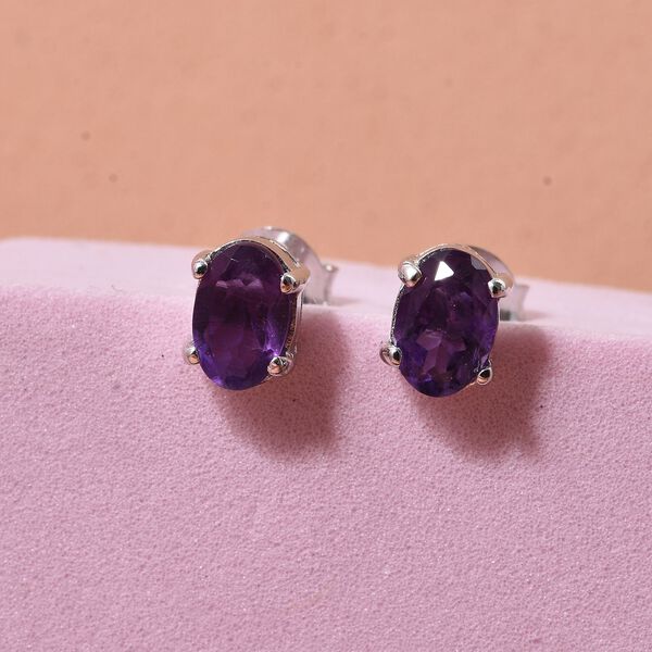 D'Joy Afrikanischer Amethyst Ohrringe 925 Silber rhodiniert ca. 1.00 ct image number 1