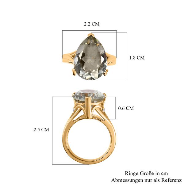 Prasiolite, Wei&szlig;er Zirkon Ring, 925 Silber vergoldet (Gr&ouml;&szlig;e 16.00) ca. 9.04 ct image number 6
