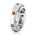 Spinning-Ring mit mehrfarbigen Edelsteinen, 925 Silber platiniert, 0,51 ct. image number 4