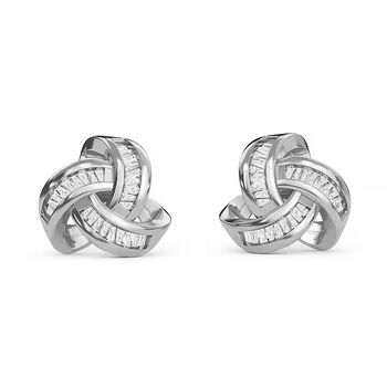 D'Joy wei&szlig;e Diamant Liebesknoten Ohrstecker, 925 Silber platiniert - 0,25 ct.