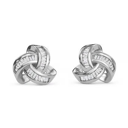 Diamant Knoten Ohrstecker, 925 Silber platiniert, ca. 0.25 ct