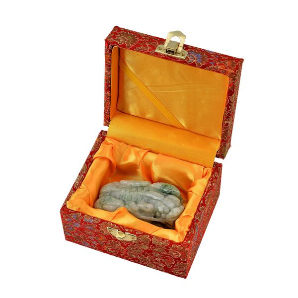 Pi Xiu Figur aus Myanmar Jadeit Typ A, naturbelassene Schnitzarbeit, ca. 7 bis 8 cm, Gr&uuml;n image number 5