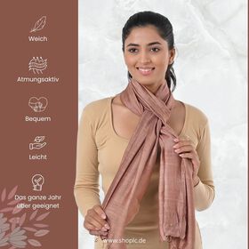 Modischer Schal aus 40% Seide und 60% Leinen, 70x200 cm, Beige