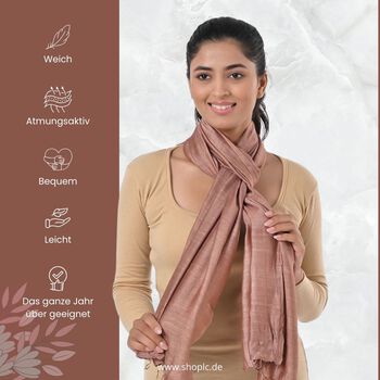 Modischer Schal aus 40% Seide und 60% Leinen, 70x200 cm, Beige