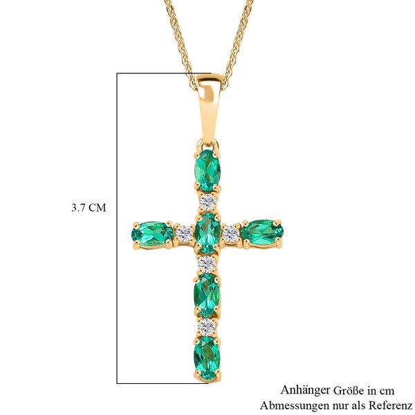 Luxuriant - AAA Lab Grown Kolumbianischer Smaragd, Moissanit Schmuckset ca. 50 cm 925 Silber rhodiniert ca. 1.08 ct image number 7