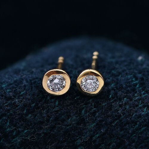 LUXURIANT DIAMOND- SI-GH Labor Diamant Ohrringe, 925 Silber Gelbgold Vermeil  - 0,25 ct. image number 2